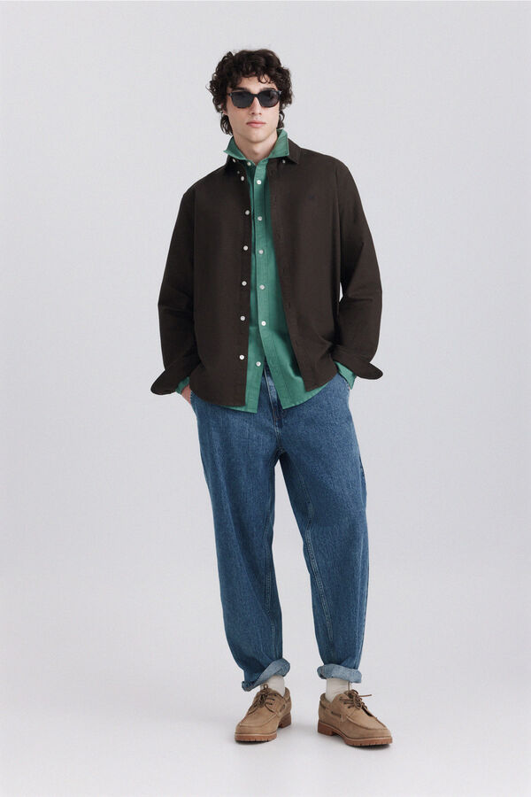 Springfield Garment-dyed oxford shirt brown