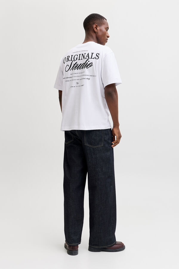 Jack & Jones Camiseta oversize backprint blanco