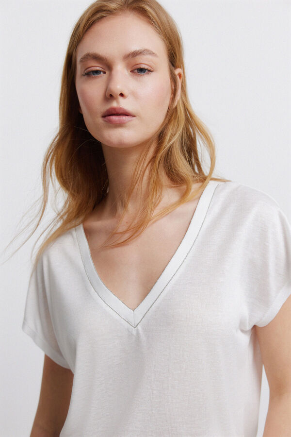 Springfield T-shirt manches chauves-souris blanc