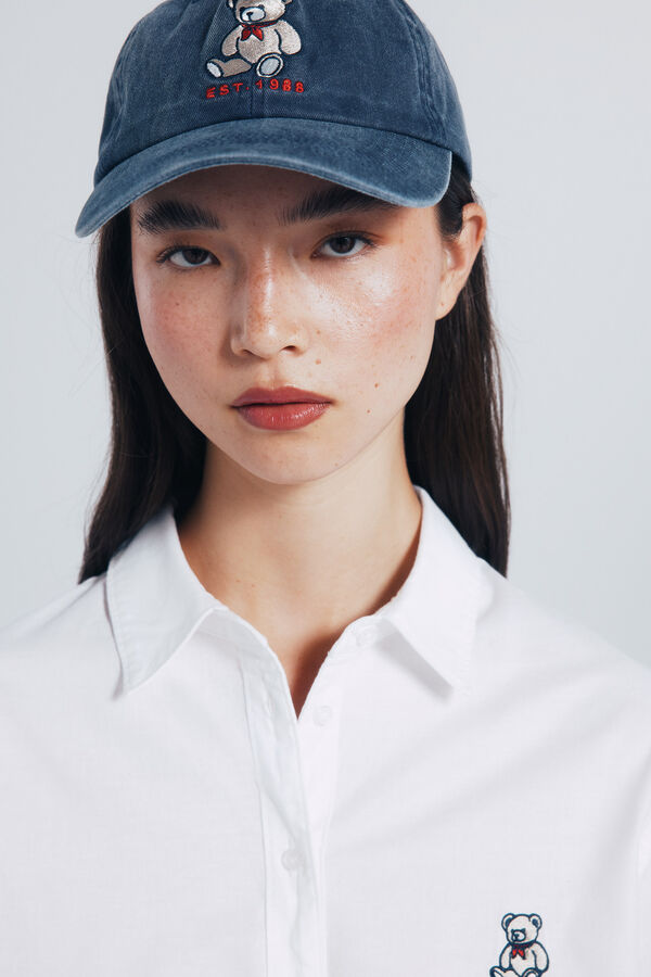 Springfield Oversized bear embroidered shirt white