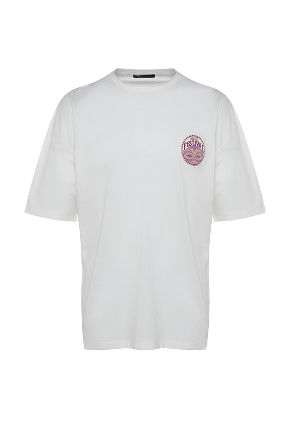 Trendyol Camiseta oversize manga corta marfil