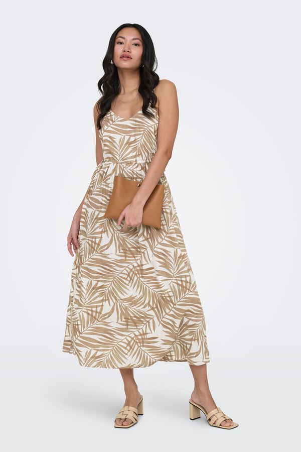 Only Vestido largo de lino blanco
