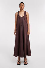 Topshop Long strappy ruched dress nude