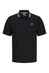 Springfield PLUS Cotton polo shirt with short sleeves and contrast detail crna