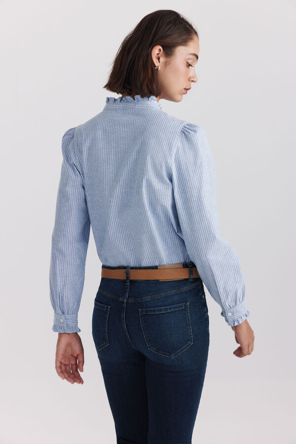 Springfield Camisa gola mao com folhos azul