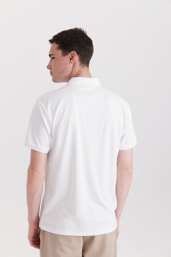 Springfield Technical fabric slim fit polo shirt white