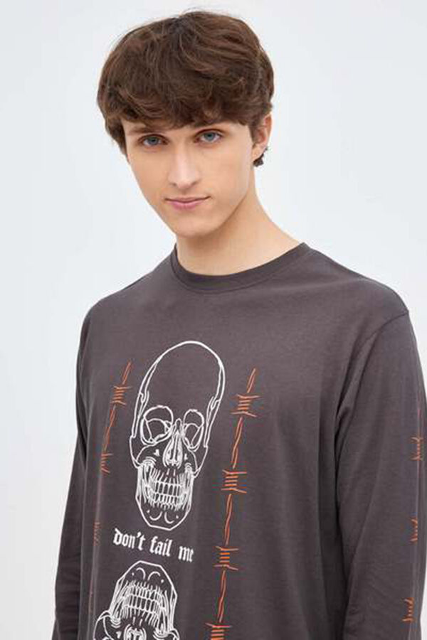 Springfield Camiseta Estampado Calavera gris oscuro
