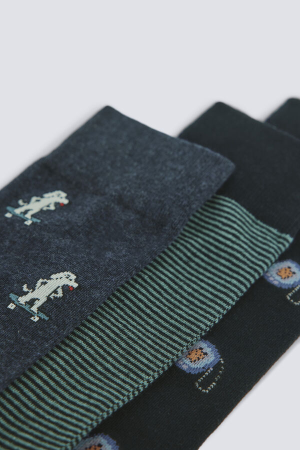 Springfield Long skate dog sock blue