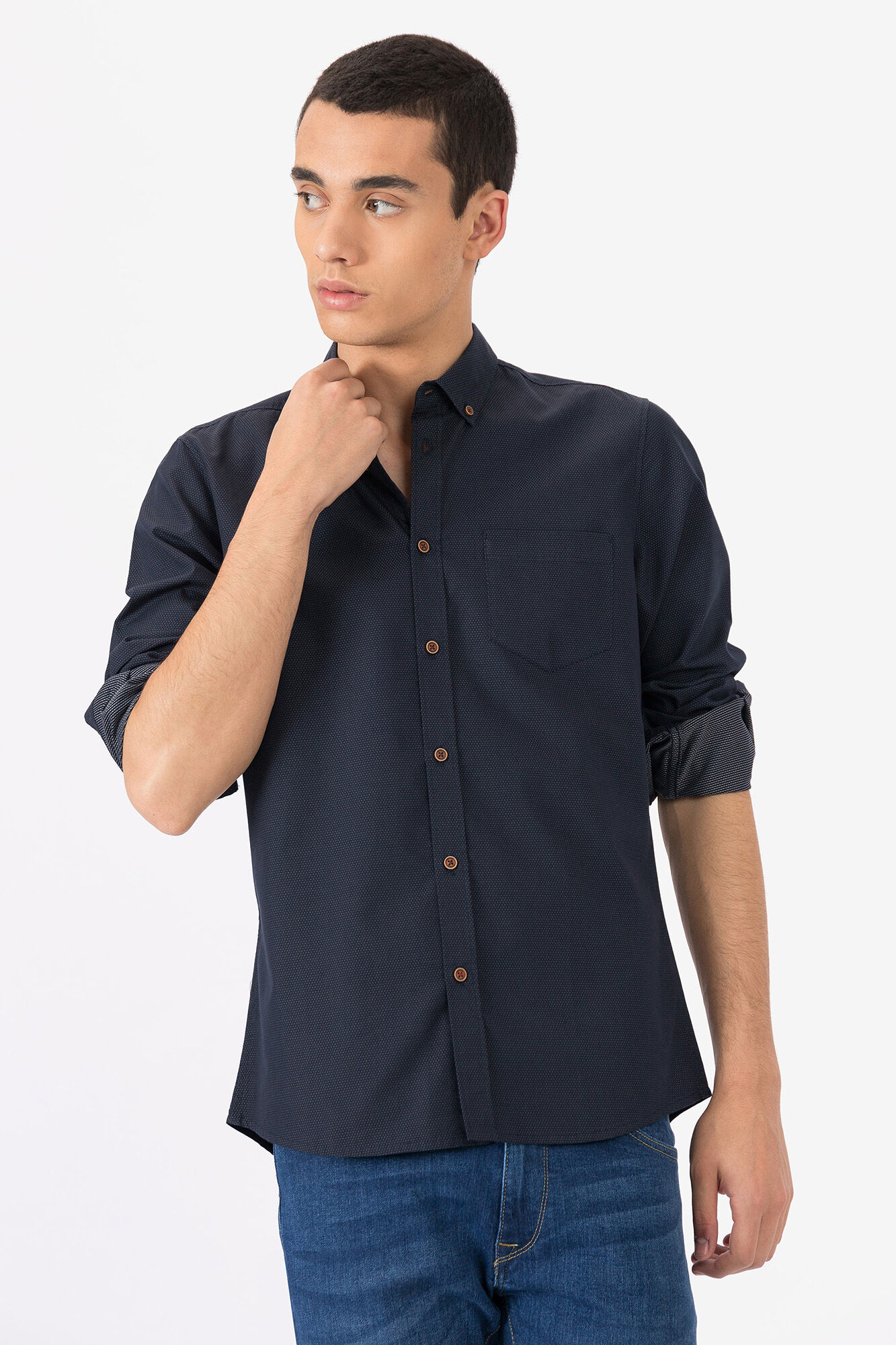 Tiffosi Camisa estruturada Slim Fit Dobby