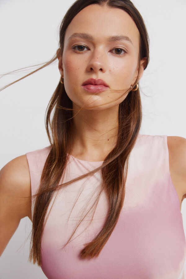 Springfield Mesh ruched dress white