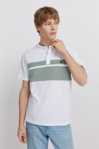 Springfield Colour block piqu&eacute; Henley polo shirt slim fit