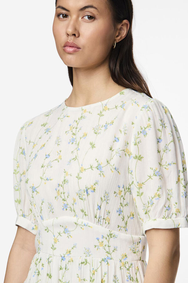 Pieces Short closed neck dress white