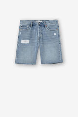 Springfield Loose fit denim Bermuda shorts with rips blue mix