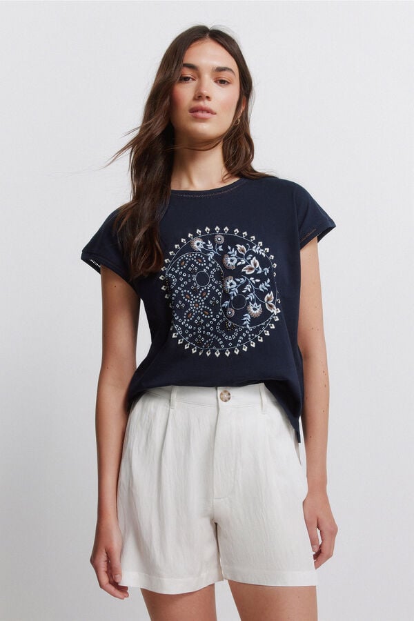 Springfield Printed short sleeve T-shirt blue