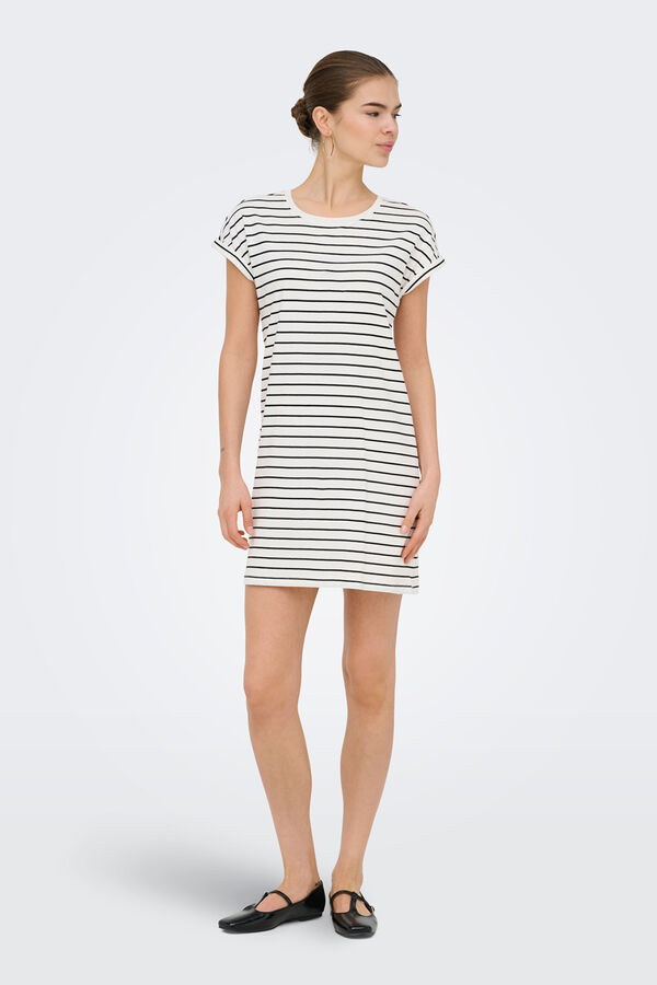 Only Vestido corto estampado rayas blanco