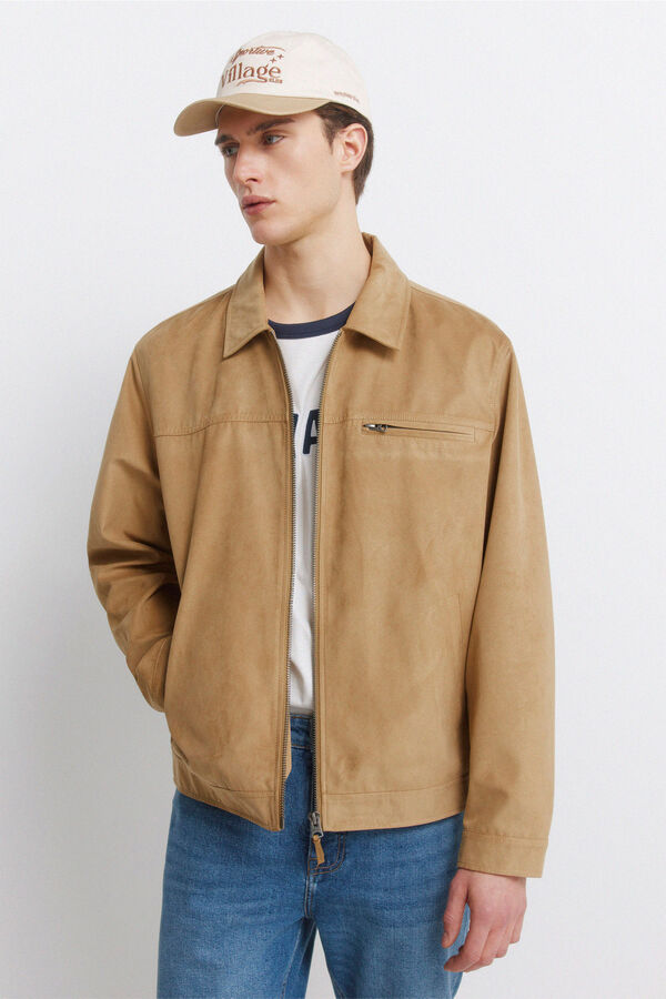 Springfield Faux suede jacket brown
