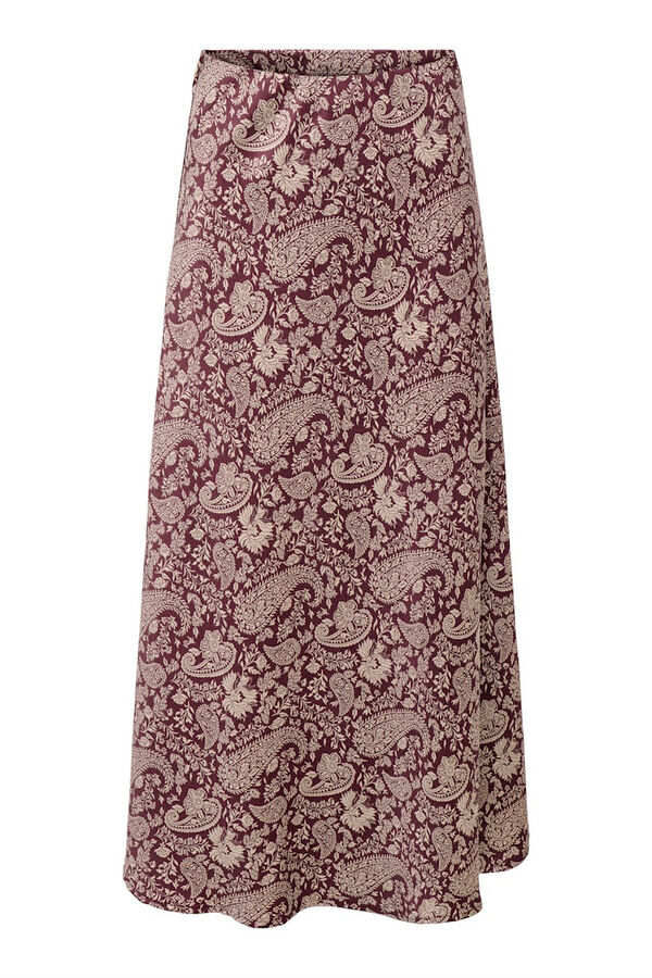 Only Falda midi sat&eacute;n estampado