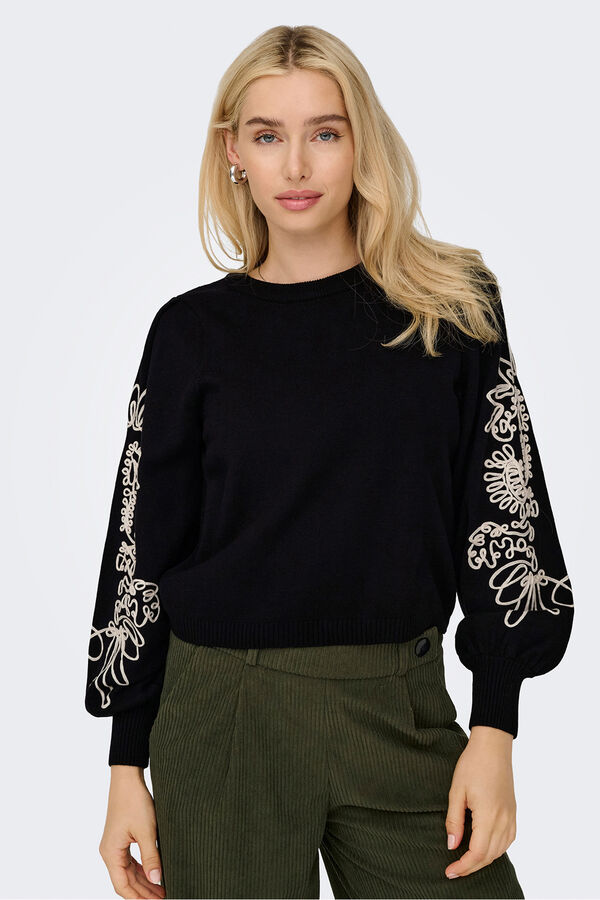 Only Sweatshirt mit gestickten Details Schwarz