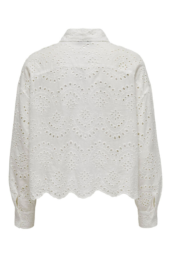 Springfield Long-sleeved shirt with broderie anglaise. white