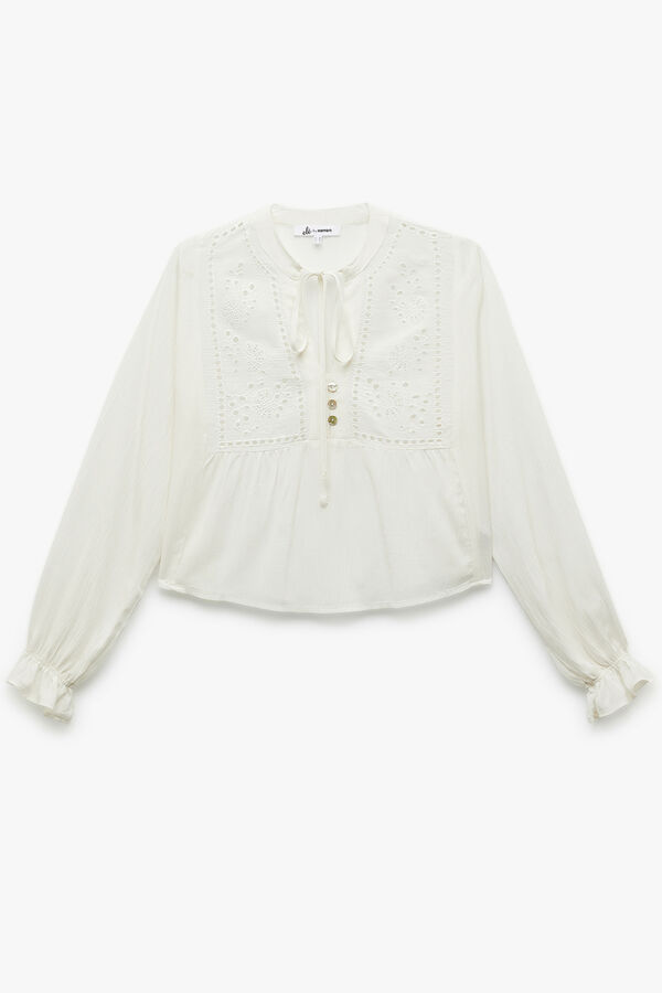 Koton Blusa de brocado blanco