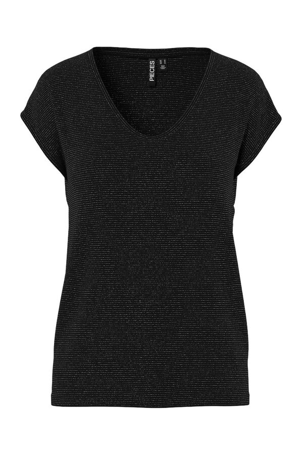 Pieces Lurex V T-shirt black