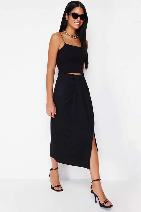 Trendyol Maxi skirt with slit black