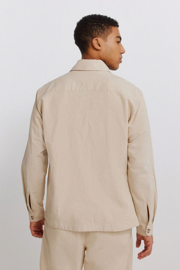 Springfield Linen overshirt with pocket grey