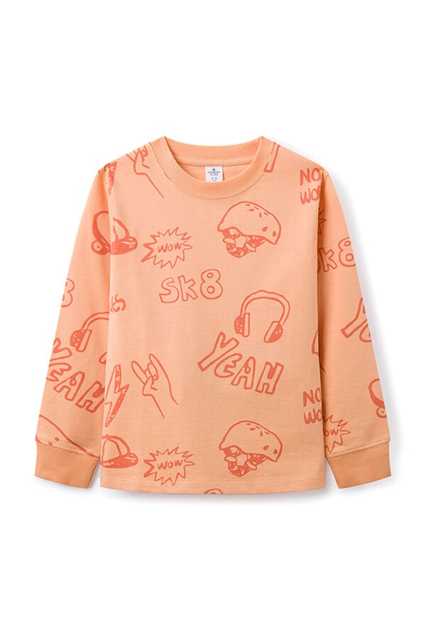 Springfield Camiseta gruesa estampados skate niño naranja