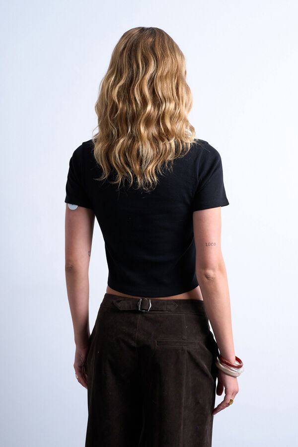 Topshop Basic short sleeve top Crna