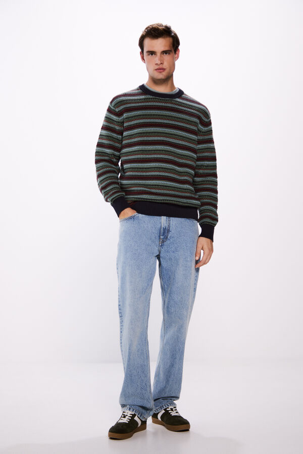 Springfield striped structured jersey mornarskoplava