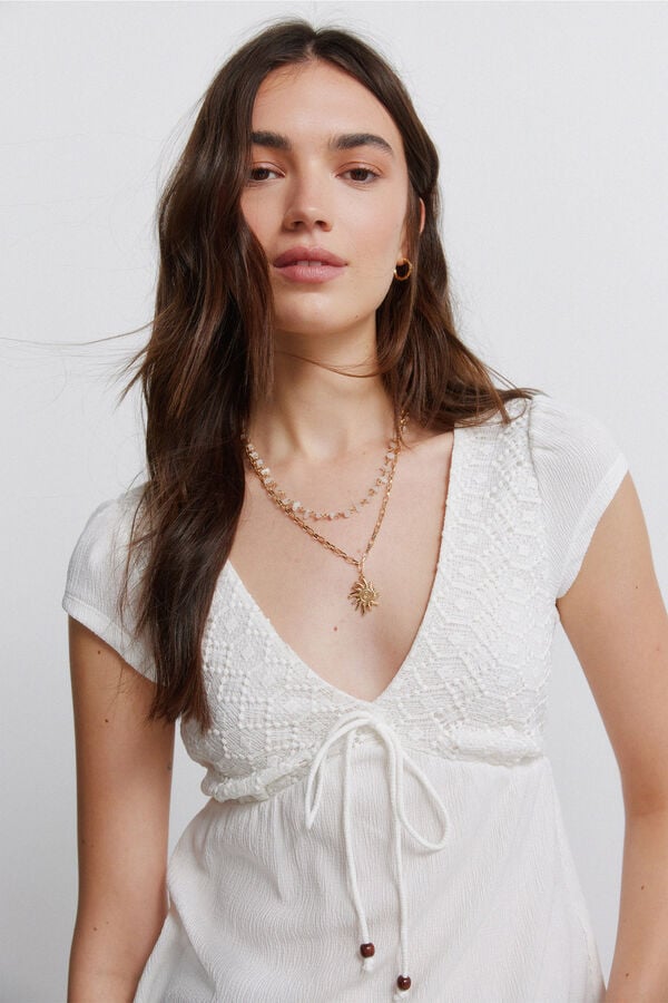 Springfield Short sleeve T-shirt with bow beige