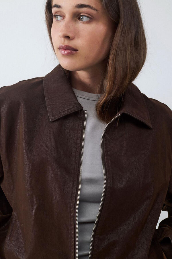 Balmohk Chaqueta corta efecto desgastado marr&oacute;n