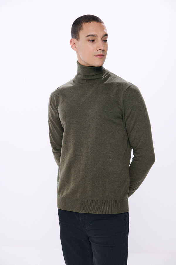 Springfield Basic high neck sweater tamnokaki