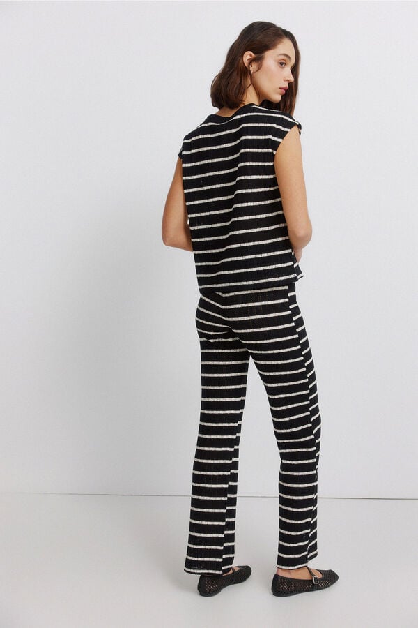Springfield Striped knit trousers black