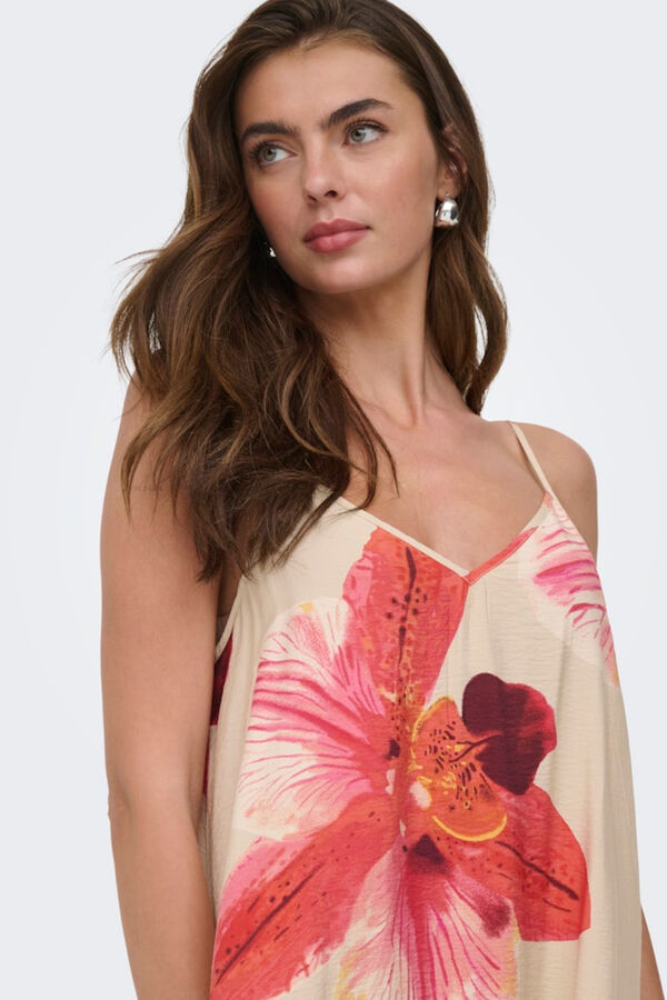 Only Vestido largo sin mangas beige