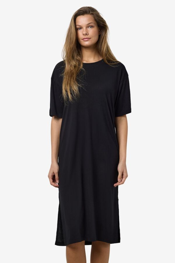 Noisy May Short sleeve T-shirt style midi dress white