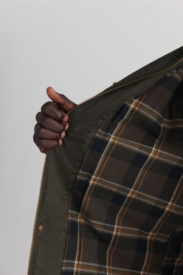 Springfield Parka curta gola de bombazina bege