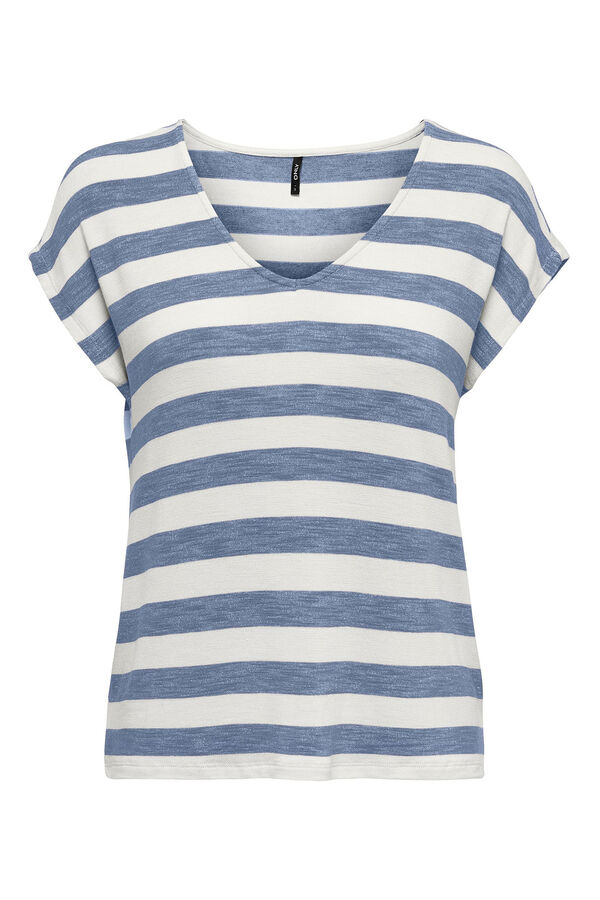 Only Camiseta ligera de cuello de pico azul