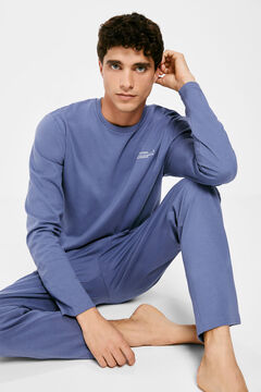 Springfield Pyjama einfarbig extra Komfort blau