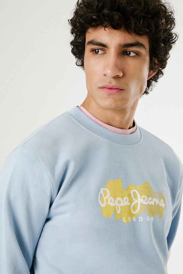 Pepe Jeans Sudadera de cuello redondo con logo y estampado. azul