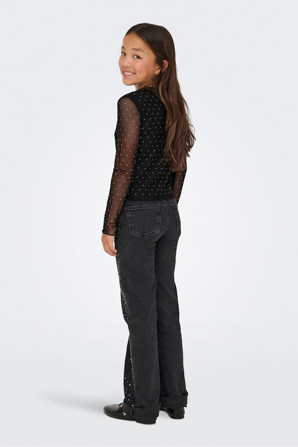 Only Girls Mesh top with sparkle detail noir