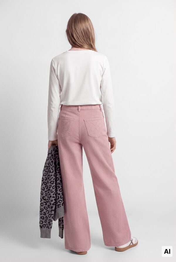 Springfield Kids Osnovne culotte pantalone od kepera za devojčice Roze
