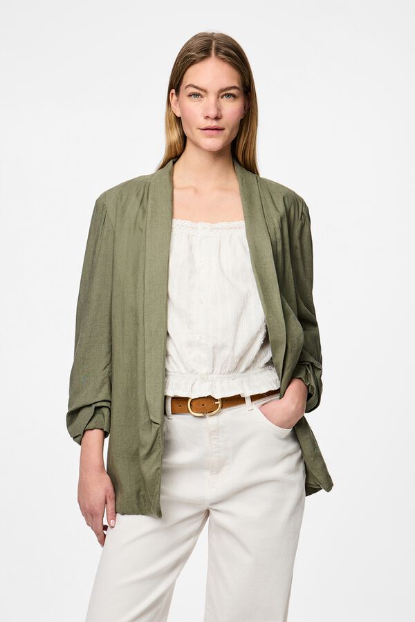 Pieces 3/4 sleeve blazer green