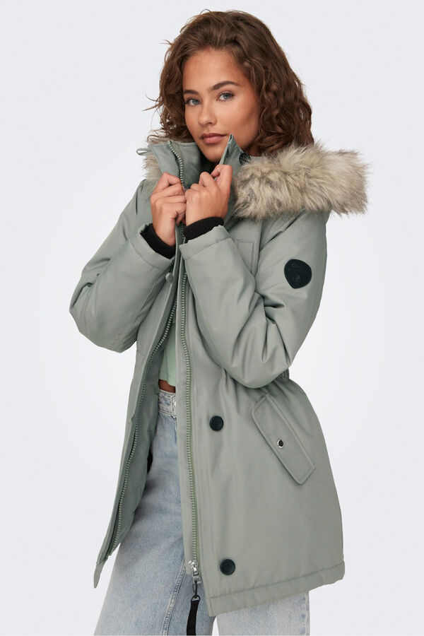 Only Parka with fur hood grey