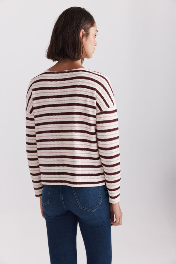 Springfield Striped shoulder buttons jumper red
