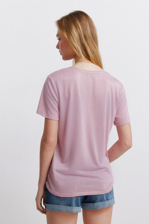 Springfield V-neck short sleeve T-shirt pink