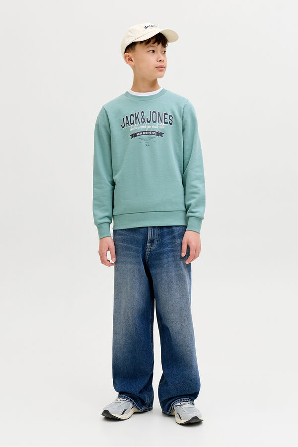 Jack & Jones Junior Sudadera logo grande turquesa