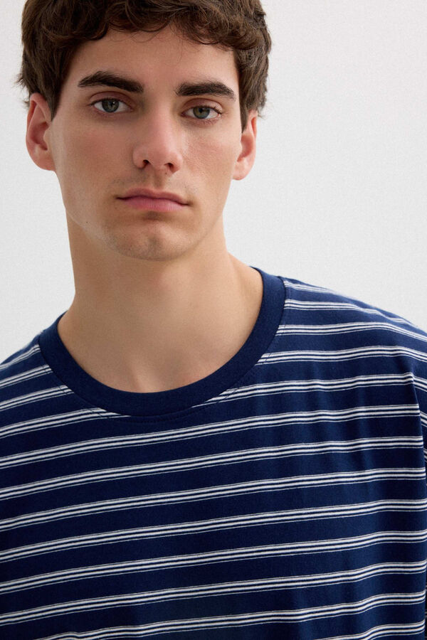 Inside Striped short sleeve T-shirt blue