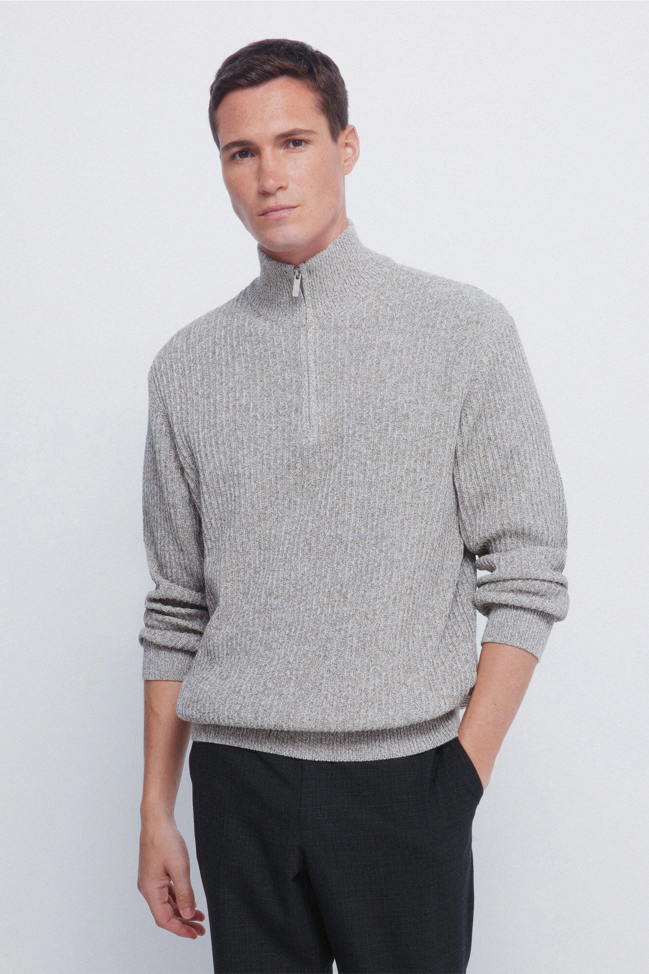 Springfield Ribbed zip fastening jumper