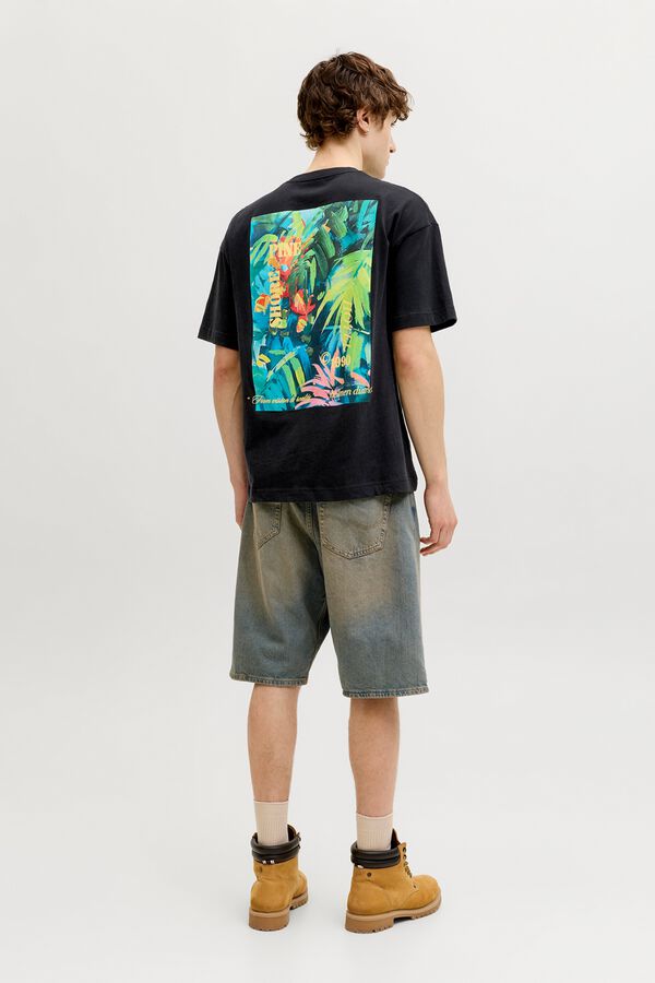 Jack & Jones T-shirt loose em algod&atilde;o preto